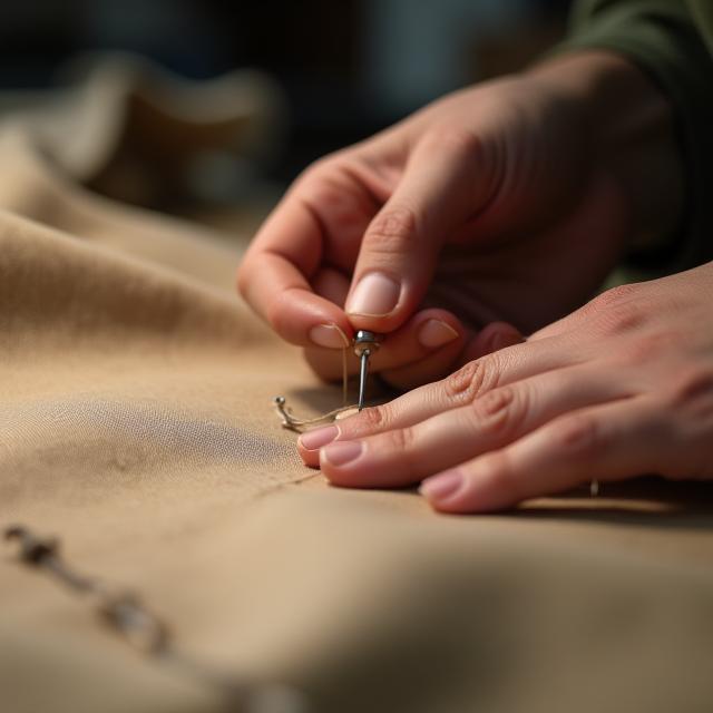 Tailor sewing detailed hem
